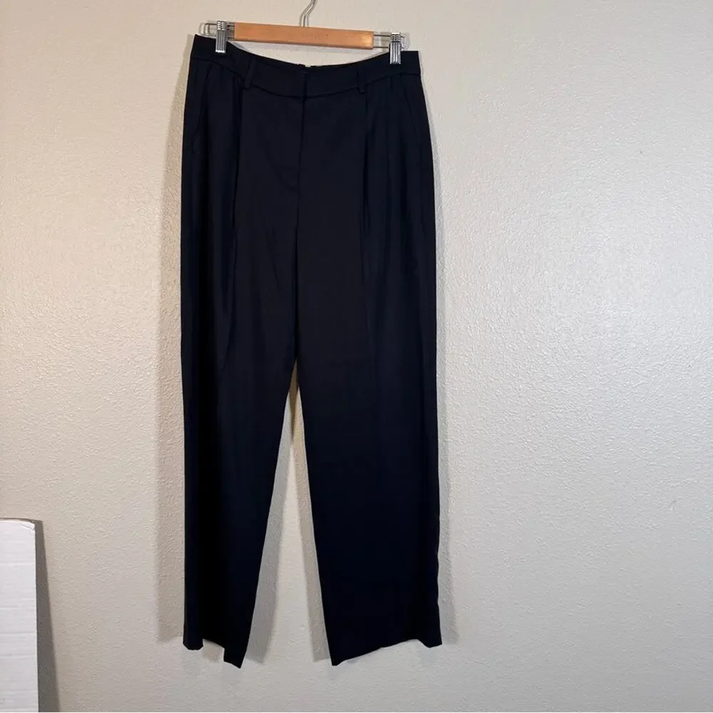 J Crew Black Straight Leg High Rise Trouser Dress Pants Womens 8 Preppy Office